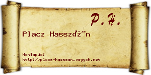 Placz Hasszán névjegykártya